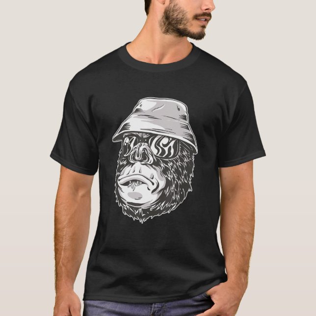 Gorilla Monkey Fisherman Monkey Gorilla Children T Shirt (Framsida)