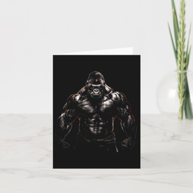 Gorilla Monkey Gym Bära Bodybuilding Workout Motiv Kort (Framsida)