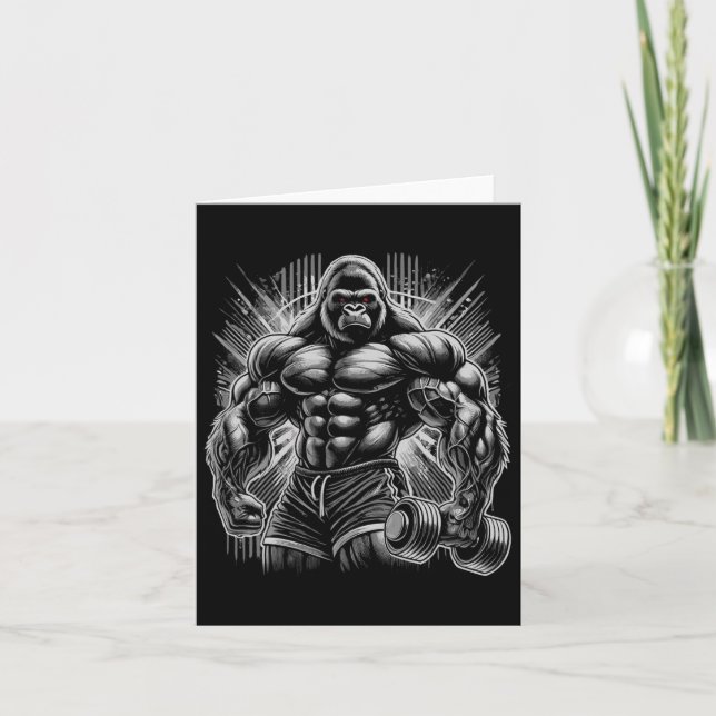 Gorilla Monkey Gym Bära Bodybuilding Workout Motiv Kort (Framsida)
