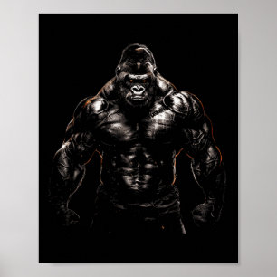 Gorilla Monkey Gym Bära Bodybuilding Workout Motiv Poster