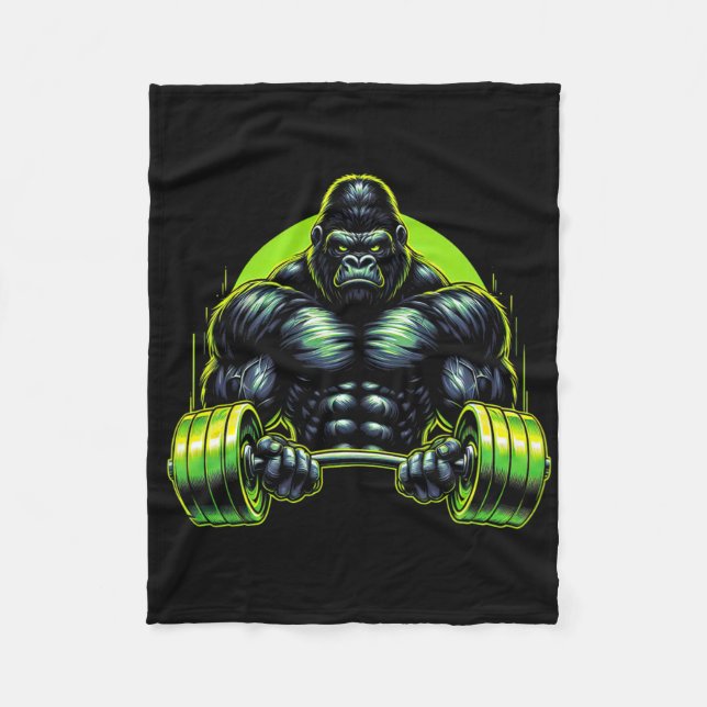 Gorilla Monkey Gym Träningskläder Bodybuilding Trä Fleecefilt (Framsidan)