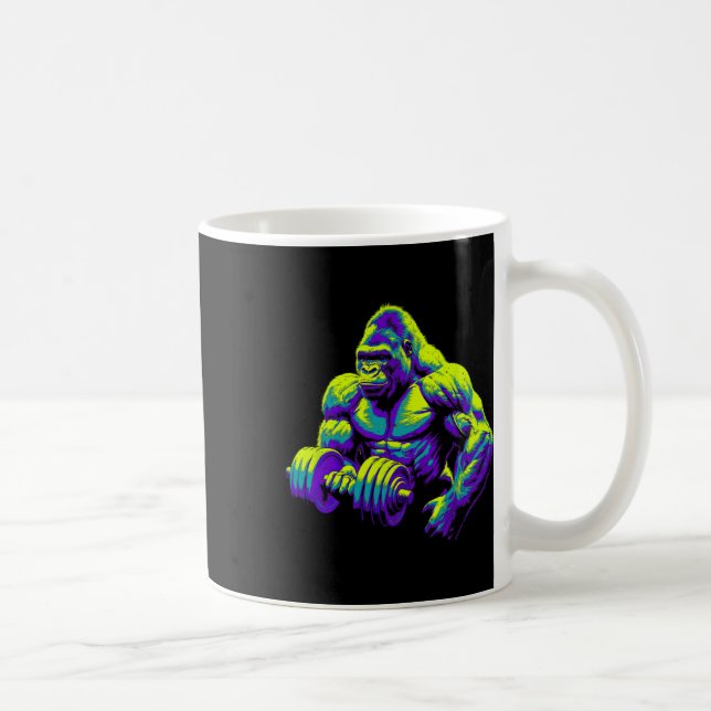 Gorilla Monkey Gym Träningskläder Bodybuilding Trä Kaffemugg (Höger)