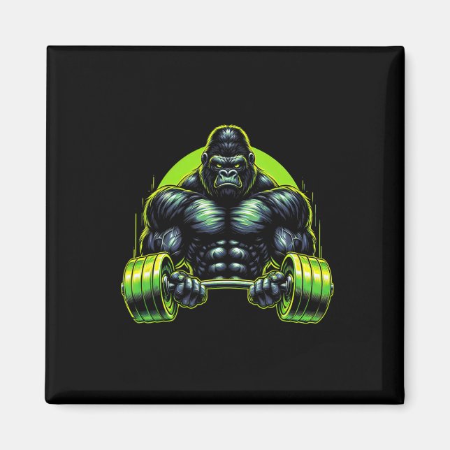 Gorilla Monkey Gym Träningskläder Bodybuilding Trä Magnet (Framsidan)