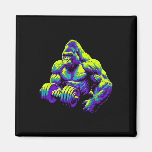 Gorilla Monkey Gym Träningskläder Bodybuilding Trä Magnet (Framsidan)