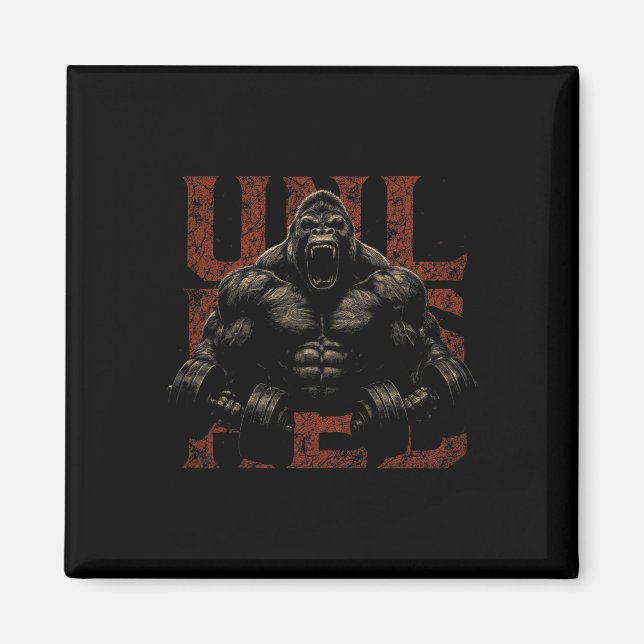 Gorilla Monkey Gym Träningskläder Bodybuilding Trä Magnet (Framsidan)