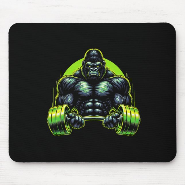 Gorilla Monkey Gym Träningskläder Bodybuilding Trä Musmatta (Framsidan)