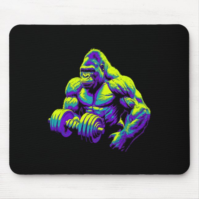 Gorilla Monkey Gym Träningskläder Bodybuilding Trä Musmatta (Framsidan)