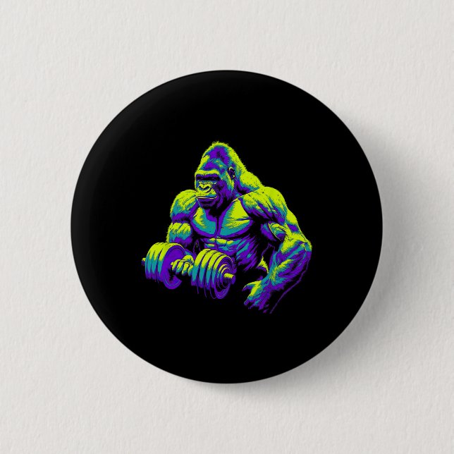 Gorilla Monkey Gym Wear Bodybuilding Workout Motiv Knapp (Framsida)
