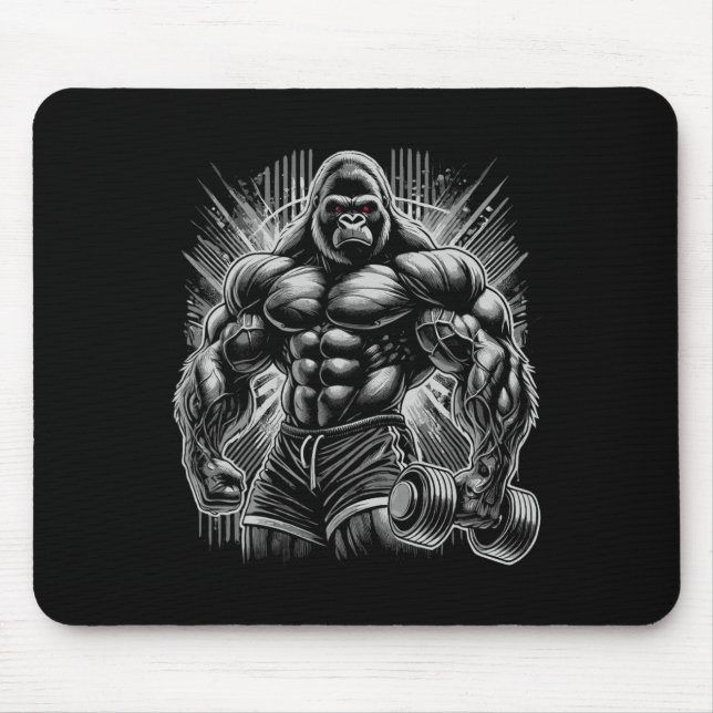 Gorilla Monkey Gymkläder Bodybuilding Träningsmoti Musmatta (Framsidan)