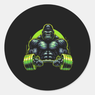 Gorilla Monkey Gymkläder Bodybuilding Träningsmoti Runt Klistermärke