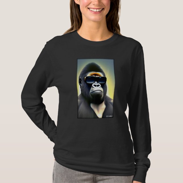 Gorilla Monkey Sunglasses Wildlife Animals Zoo for T Shirt (Framsida)