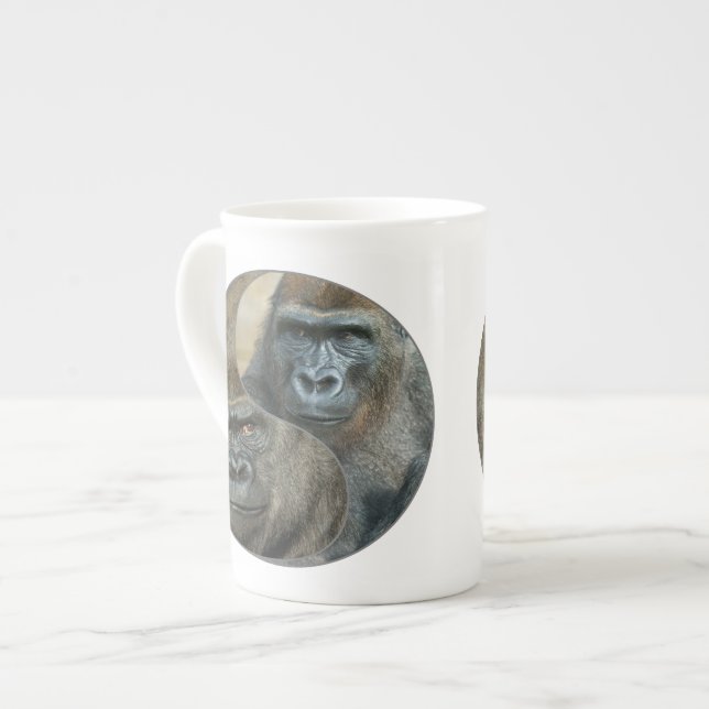Gorilla Mor och son Benporslin Mugg (Framsida vänster)