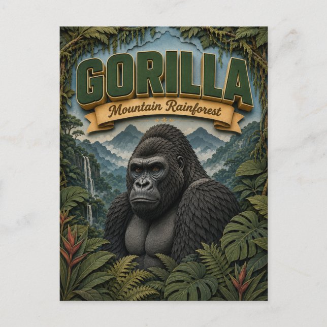 Gorilla Mountain regnskog POPCUT Vykort (Framsida)