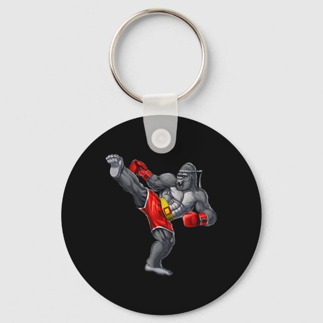 Gorilla Muay Thai Boxning Karate Kickboxning Kamps Nyckelring (Framsida)