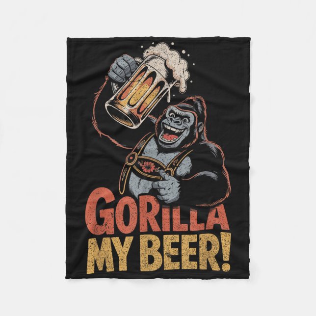 Gorilla My Beer Funny Ape Stein Party Animal Fleecefilt (Framsidan)