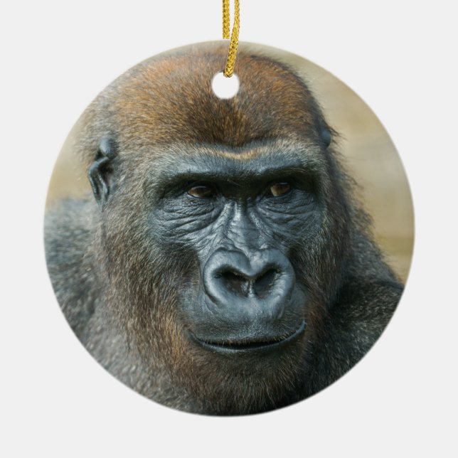 Gorilla Nyckelring Julgransprydnad Keramik (Framsidan)