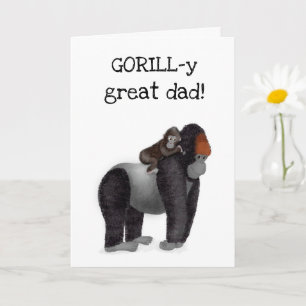 Gorilla- och baby-Fars dag-kort Kort