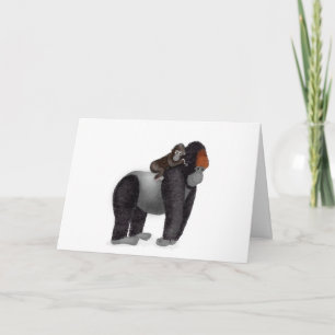 Gorilla- och baby-Fars dag-kort Kort