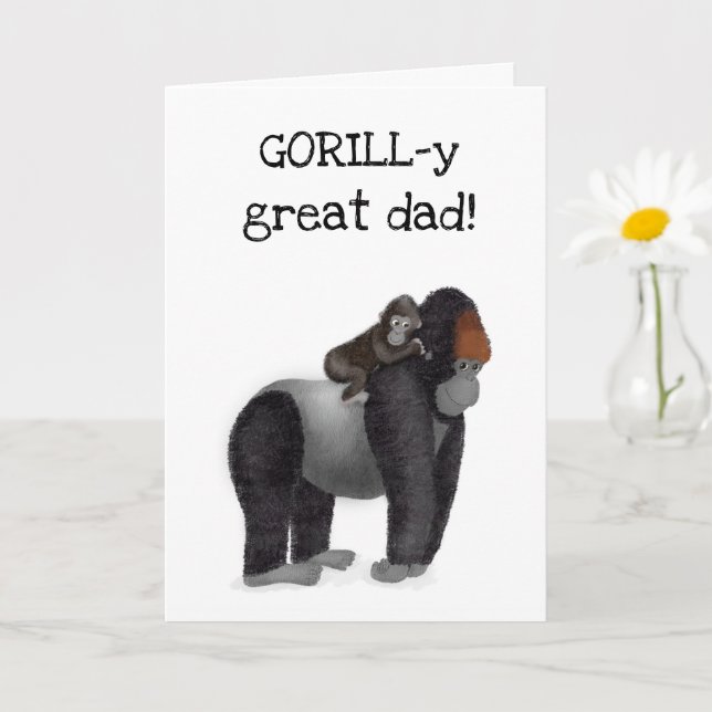 Gorilla och baby födelsedagskort "underbara pappa" kort (Liten växt)