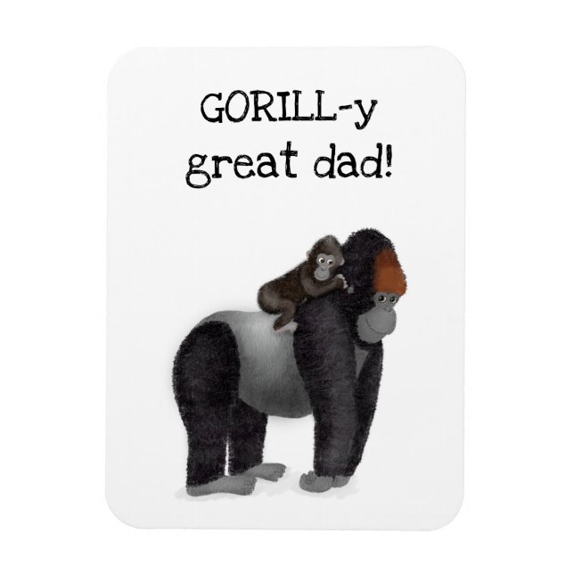 Gorilla- och baby-kortet "underbara pappa" magnet (Vertikal)