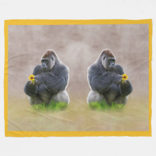 Gorilla och gultdaisy fleecefilt