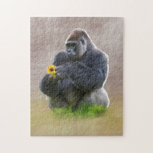 Gorilla och gultdaisy pussel (Vertikal)