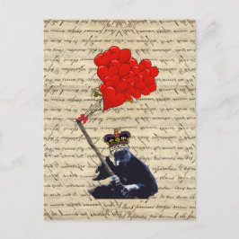 Gorilla- och hjärtballonger vykort