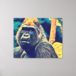 Gorilla Original Abstrakt djungel Art Canvastryck