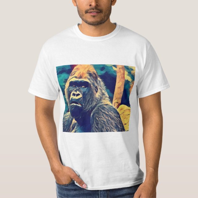 Gorilla Original Abstrakt djungel Art T Shirt (Framsida)