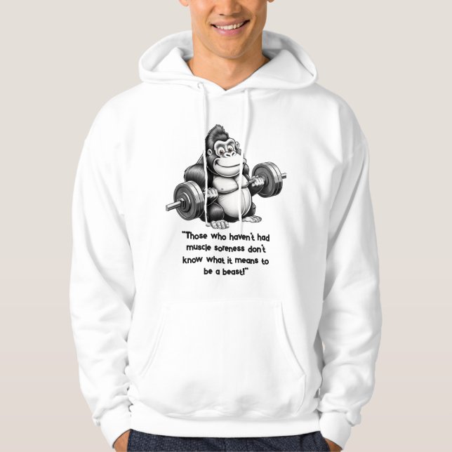Gorilla på gym - Kraftfull humor Hoodie (Framsida)