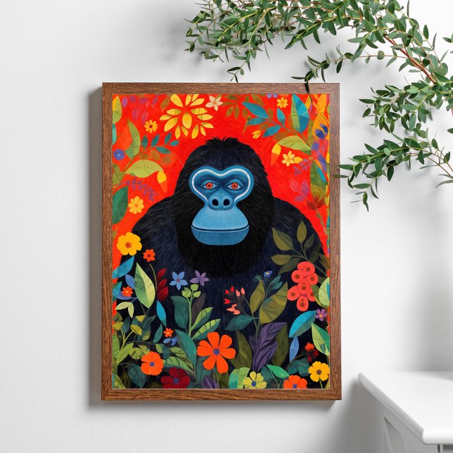 Gorilla Painting Colorful Flowers Löv Poster (Skapare uppladdad)