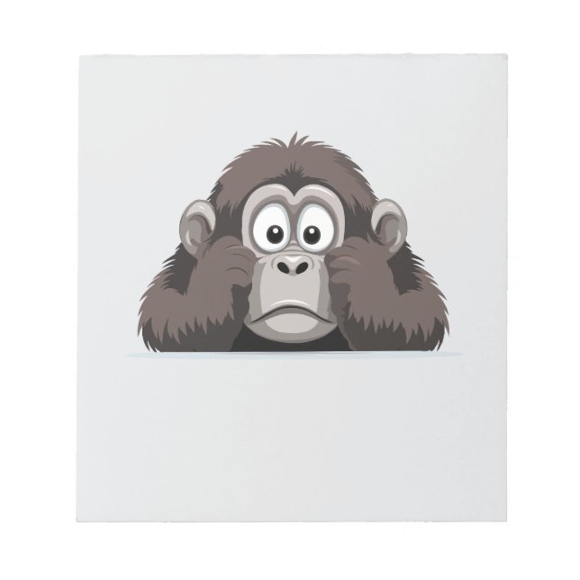 Gorilla Peeking Cute Adsible Funny Animal Tecknad Anteckningsblock (Framsida)