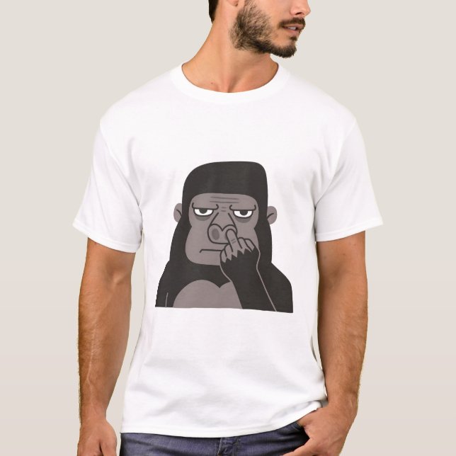 Gorilla Picking Nose Använda Mitten Finger Doodle T Shirt (Framsida)