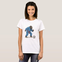 Gorilla playing soccer in karate kimono t shirt