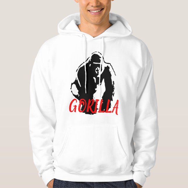Gorilla Pop Art Black Red Hoodie (Framsida)