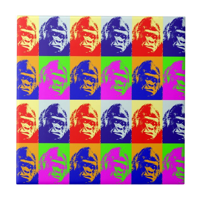 Gorilla Pop Art Kakelplatta (Framsidan)