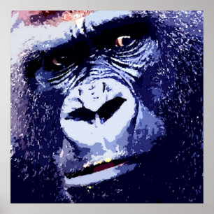 Gorilla Pop Art Poster Skriv ut
