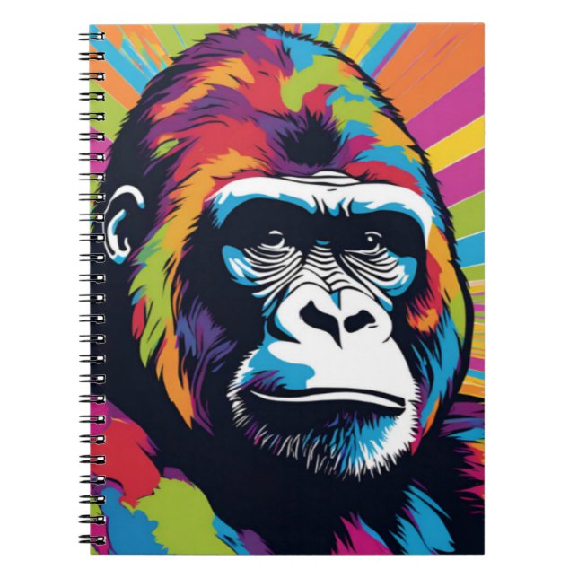 Gorilla Pop Art Tecknad Teckning Anteckningsbok (Framsidan)