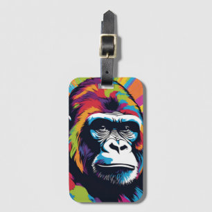 Gorilla Pop Art Tecknad Teckning Bagagebricka