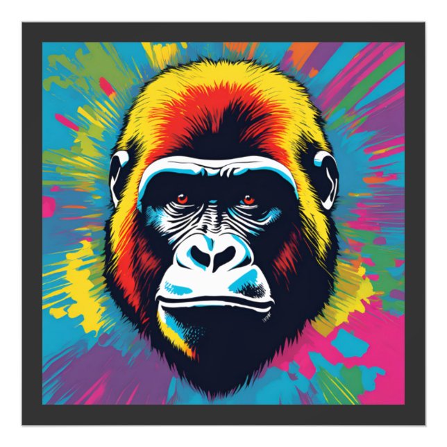 Gorilla Pop Art Tecknad Teckning Fototryck (Framsidan)