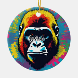 Gorilla Pop Art Tecknad Teckning Julgransprydnad Keramik