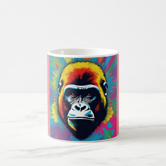 Gorilla Pop Art Tecknad Teckning Kaffemugg (Center)