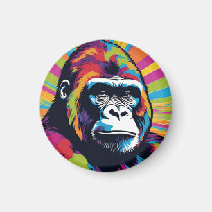 Gorilla Pop Art Tecknad Teckning Magnet