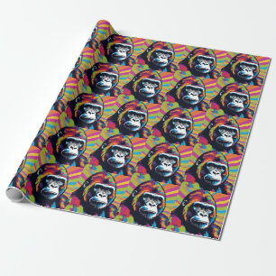 Gorilla Pop Art Tecknad Teckning Presentpapper