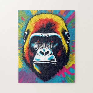 Gorilla Pop Art Tecknad Teckning Pussel