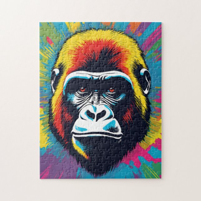 Gorilla Pop Art Tecknad Teckning Pussel (Vertikal)