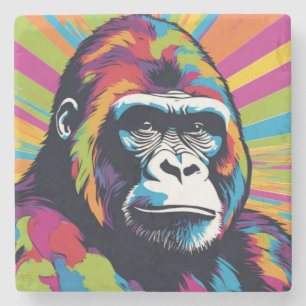 Gorilla Pop Art Tecknad Teckning Stenunderlägg