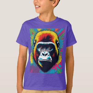Gorilla Pop Art Tecknad Teckning T Shirt