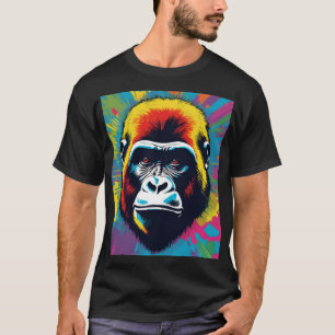 Gorilla Pop Art Tecknad Teckning T Shirt