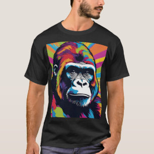 Gorilla Pop Art Tecknad Teckning T Shirt